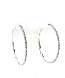 Rhinestone Hoop Earrings Large EH910165 SIlver